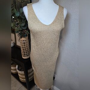 Yunika Made In Italy Swim Cover Up Midi Dress Metallic Gold Size S/M